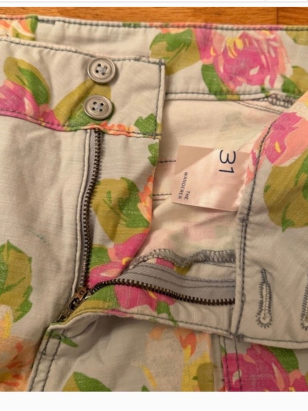 Anthropologie Floral Pastel Denim Shorts - Pink, Yellow, Green - Picture 5 of 5